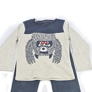 Kids Headquarters long sleeve navy & grey shirt w monster hanging upsidedown sz6